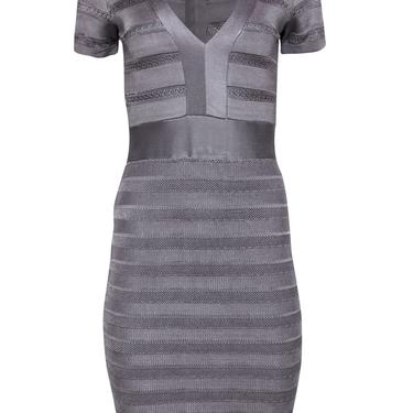 French Connection - Gray Striped Bandage Dress w/ Cutout Texture Sz 8