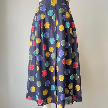 1980s Full Skirt Geiger Wool Pleated Circles L 