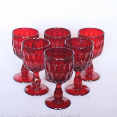 vintage fenton thumbprint ruby red wine cordials/wine glasses/4 ounce 