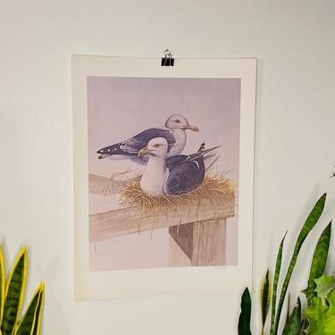 MCM 1979 Sea Gull By Robert White Art Image Inc Lithograph No 710, Mid Century Lithograph, Vintage Litho, Beach Art, Mid Century Painting 