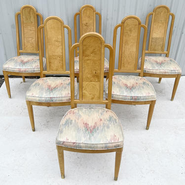 Vintage Modern Burl Dining Chairs by Henredon- Set of Eight 