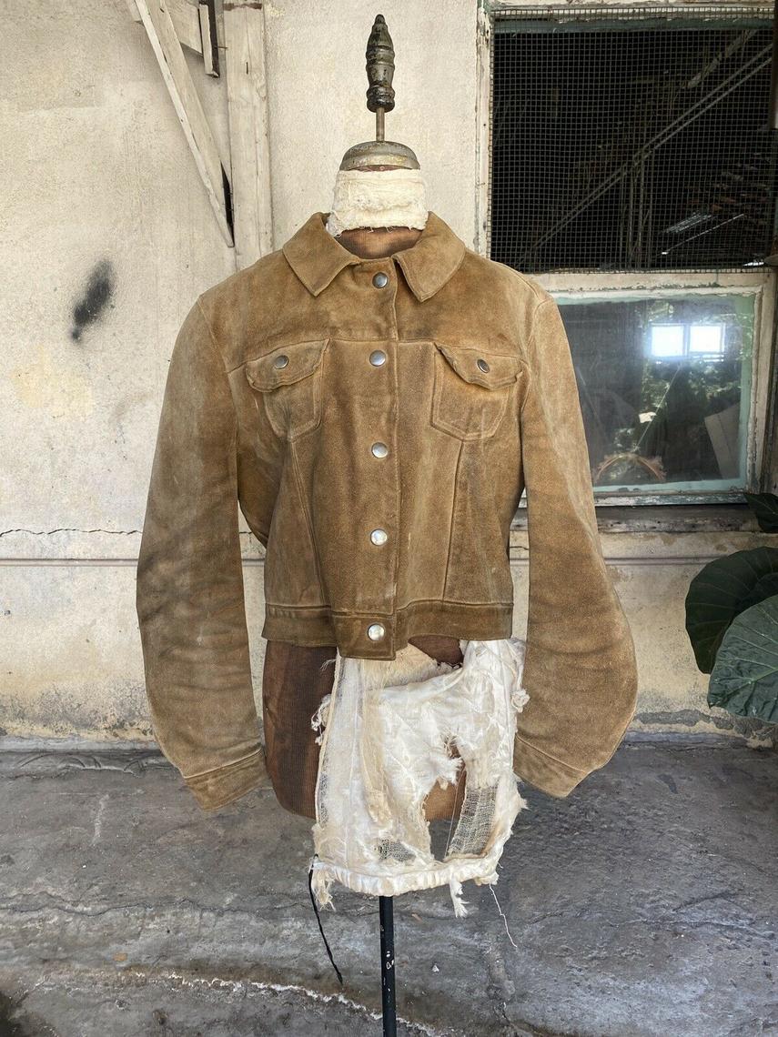 Vintage 1940s 1950s Suede Women's Welding Jacket Coat