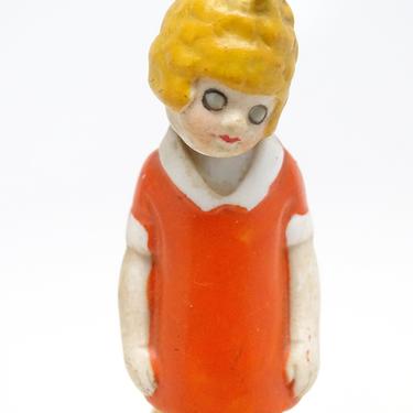 Antique Little Orphan Annie German Bisque Nodder,  Vintage 1930's Comic Character, Hand Painted Porcelain Doll Toy 