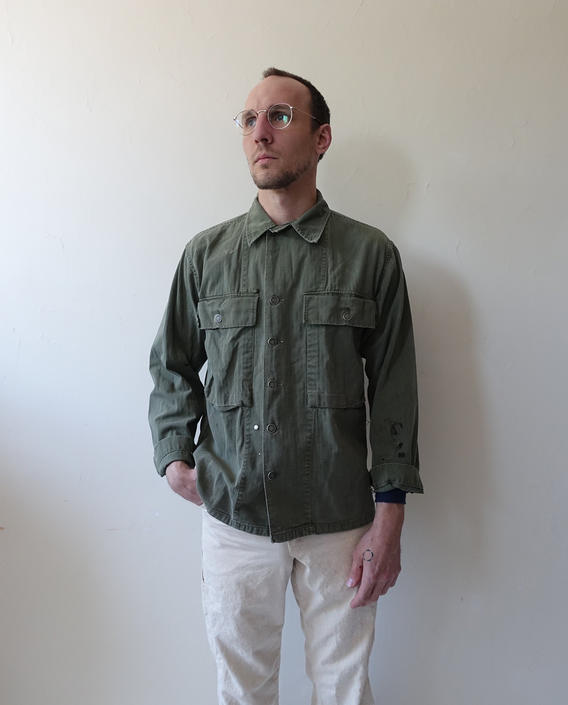 Vintage 40s Herringbone Twill Army Jacket/ 1940s 50s 13 Star