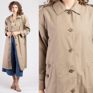 Vintage Misty Harbor Trench Coat - Large | 80s Minimalist Long Sleeve Button Up Women's Jacket 