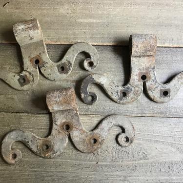 French Mustache Hinges, Large Size, Blacksmith Made, Chateau Decor, Wall Door Mount 
