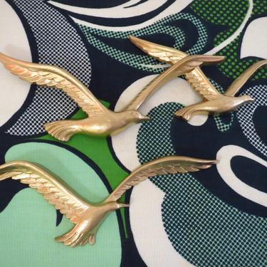 Vintage 1970s MID Century Modern HOMCO Seagulls Birds Plastic Gold Wall Art Retro 