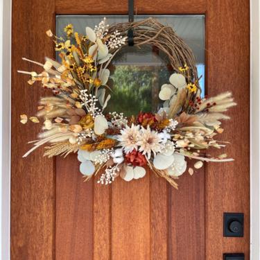 Earthy Tones Neutral Fall Wreath, Boho Fall Grasses Wreath, Neutral Wheat Wreath, Neutral Fall Decor, Terracotta Neutral Wreath, Fall Wreath 