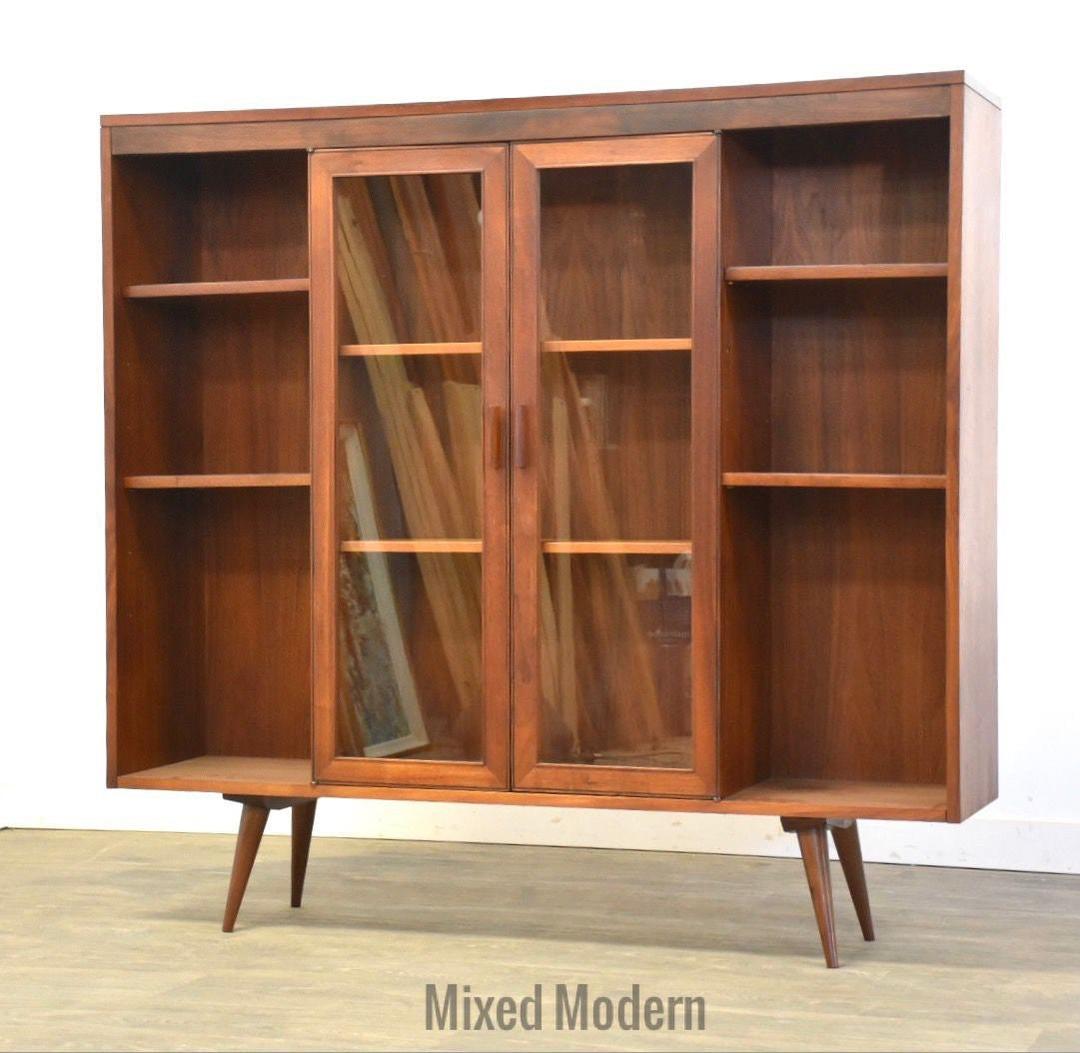 Walnut Mcm Bookcase Display Cabinet Mixed Modern Nashua Nh