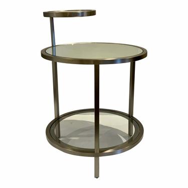 Caracole Modern Satin Nickel Glass and Mirror Over Sight End Table
