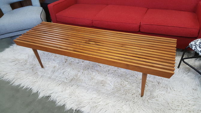 Mid Century Modern Slat Bench Coffee Table From Peg Leg Vintage Of Beltsville Md Attic