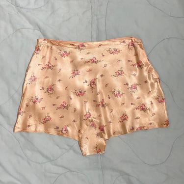 Vintage 1940s Tap Pants 40s High Waisted Panties Floral Satin 