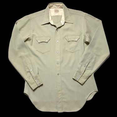 Vintage 1950s LEVI'S SHORTHORN Western Shirt ~ size L ~ Wool Gabardine ~ Cowboy ~ Rockabilly ~ Sawtooth Pockets / Pearl Snap Buttons 