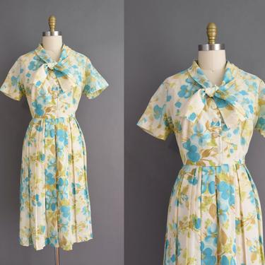 1960s vintage dress | Cay Artley Floral Print Cotton Shirt Dress | XL | 60s dress 