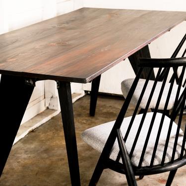 Jean Prouve Style Solvay EM Dining Utility Table - Black-brown 68&amp;quot; 