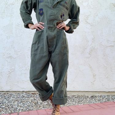 Vintage Army Green Flight Suit/ Air Force Jumpsuit/ Drab, 56% OFF