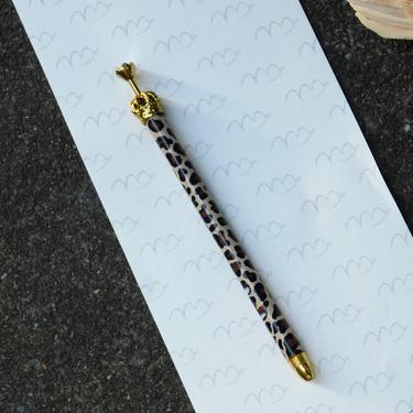 Brass &amp; Rhinestone Crown Cheetah Pen