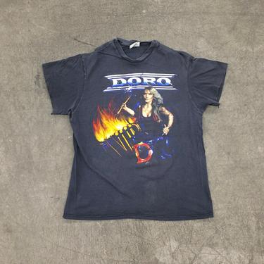 Vintage Doro Tee Retro 1980s Metal Queen + Size Large + Heavy Metal + Rock Music + Doro Pesch + Graphic T-shirt + Unisex Apparel 