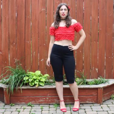 Vintage 2000s does 1950s Pedal Pushers Shorts - High-Waisted Rockabilly Stretchy Capris - S 