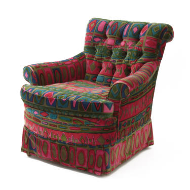 Club Chair in Original "Caravan" fabric by Jack Lenor Larsen 1960s - SOLD