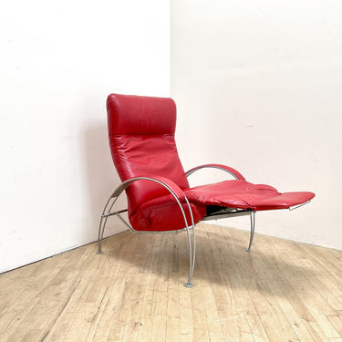 Postmodern Lafer Lounge Chair Recliner Red leather 