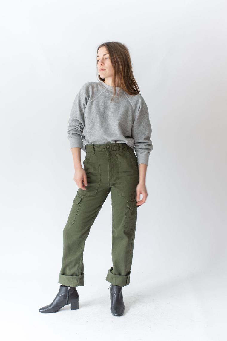 Vintage 26 27 28 29 30 31 Waist OG 107 Style Slim Olive Green Army