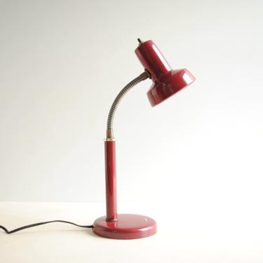 Vintage Dark Red Tensor Desk Lamp, Mid Century Desk Lamp, Gooseneck Adjustable Work Light 
