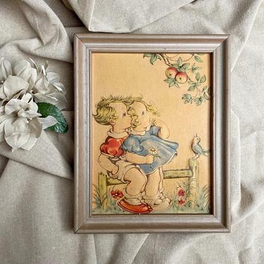 Apple-cheeked kids Artograph Third Dimension picture - 1950s vintage 