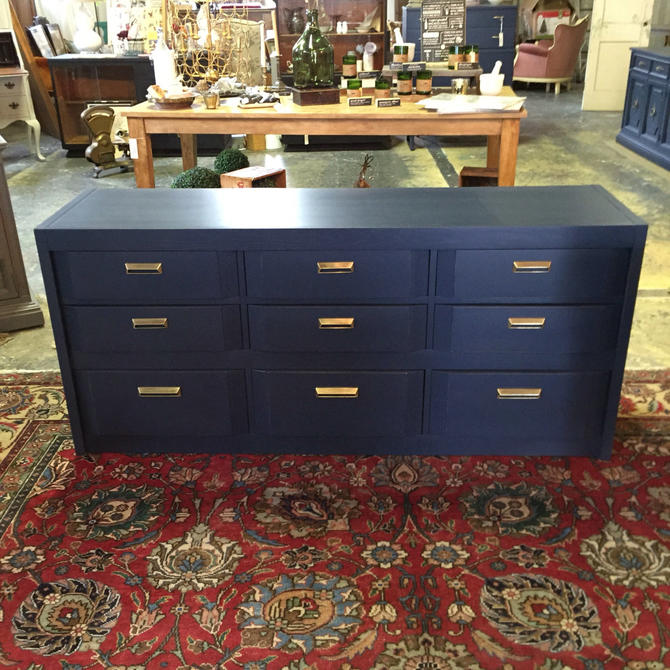 Navy blue 9 drawer dresser, Thomasville by StylishPatina from Stylish