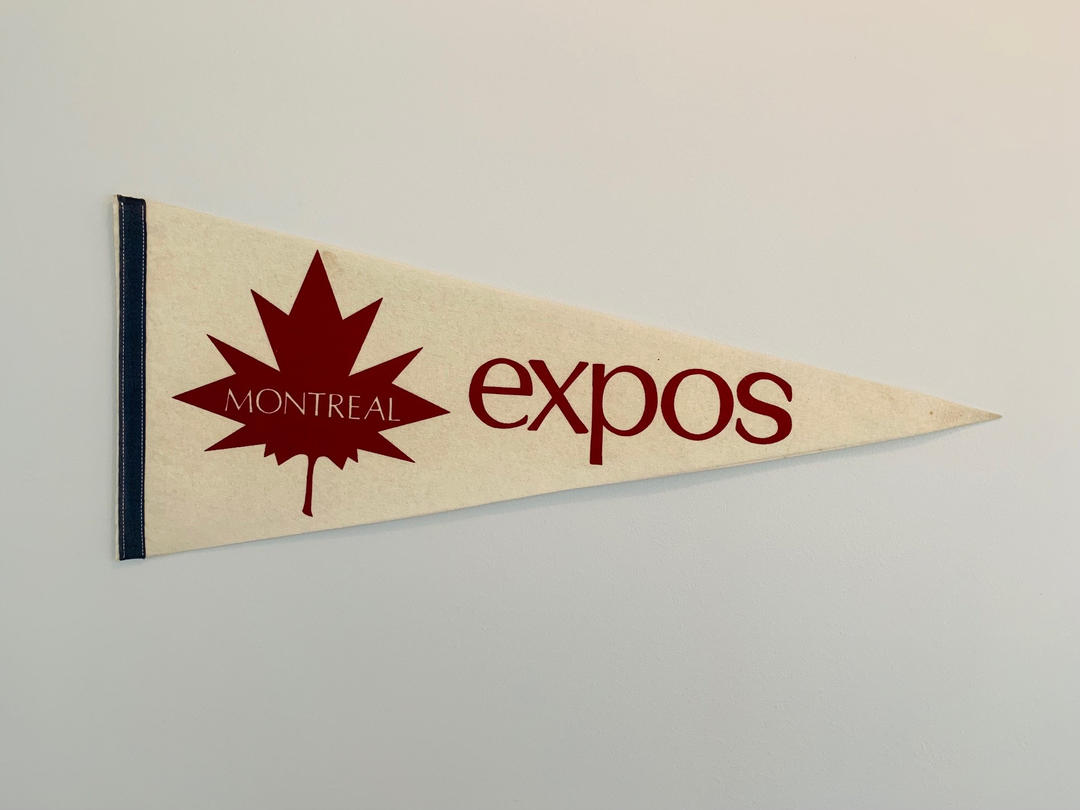 Vintage Montreal Expo Baseball 1980s Felt Pennant With Expo 