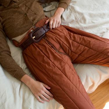 rust quilted joggers / hunting pants 