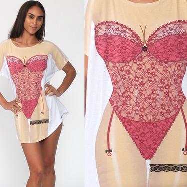 Pajama T Shirt Dress 80s LINGERIE BODY Shirt | Shop Exile - Tucson, AZ
