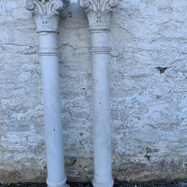 Pair of Painted Wood &amp; Tin Columns