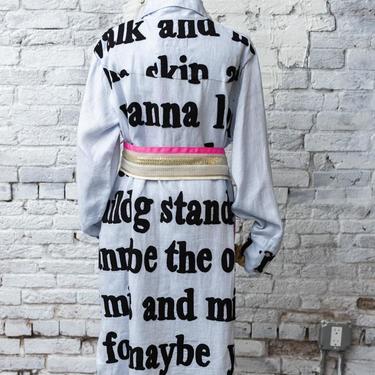 Bold Words Embroidered Poetry Shirt Dress