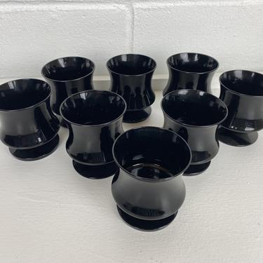 Black Amethyst Glass Footed Goblets