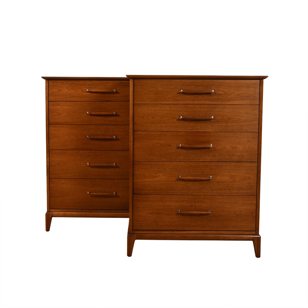 Walnut MidCentury Pair of Tall Dressers Modern Mobler Takoma, DC