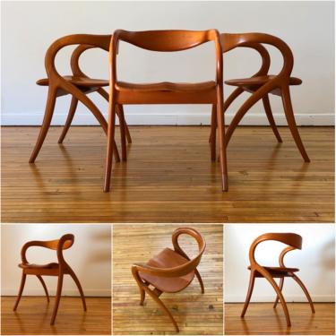 A. Sibau Sculpted Solid Cherry Chairs 