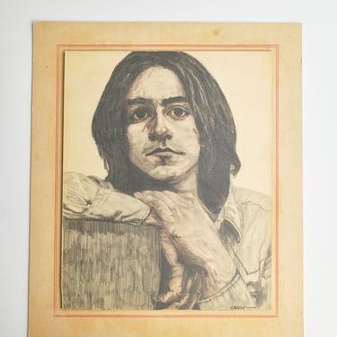 Original Portrait Graphite Pencil Drawing of James Taylor 