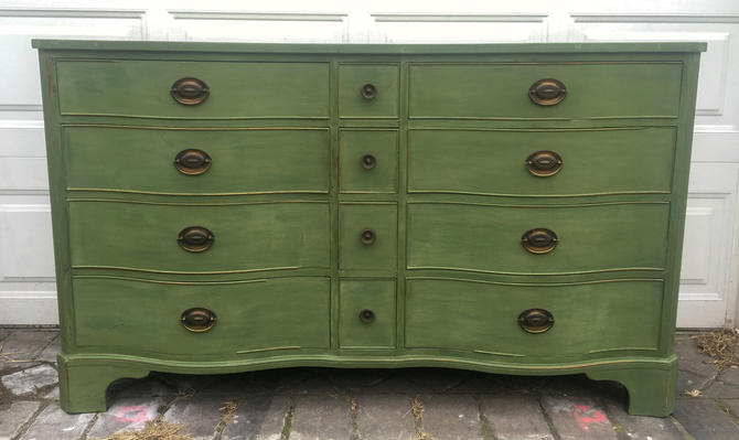 Refurbished Vintage Dresser by Kindel, Antique Green Triple Dresser ...