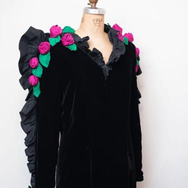 1980s Velvet Rosebud Gown | Lilli Rubin 