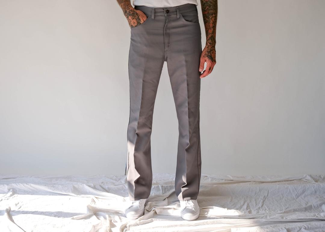 Vintage 70s LEVIS 517 Gray Dacron Sta-Prest Bootcut Pants | Made