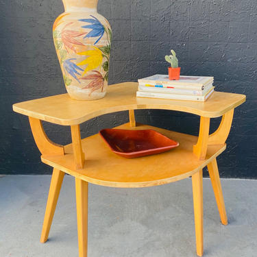 MCM Blonde 2 Tier Corner Table
