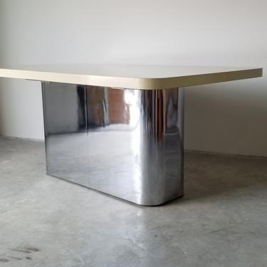 Milo Baughman Style Post Modern Rectangular Dining Table 