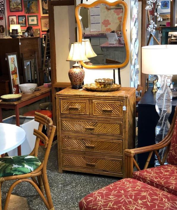 Vintage Bamboo Chest Of Drawers 325 From Miss Pixies Of 14th