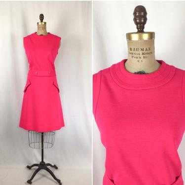 Vintage 60s knit dress| Vintage pink wool knit shift dress| 1960's Butte Knit dress 