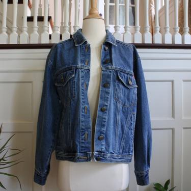 Vintage 80s 90s Gloria Vanderbilt Medium Blue Wash Denim Trucker Style Jean Jacket Women's Size M 