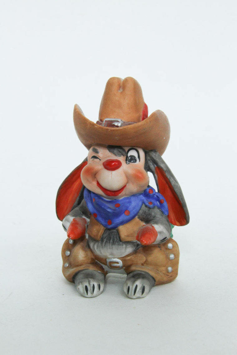 Vintage Kitsch Cowboy Bunny Rabbit Figurine, Western, Southwestern