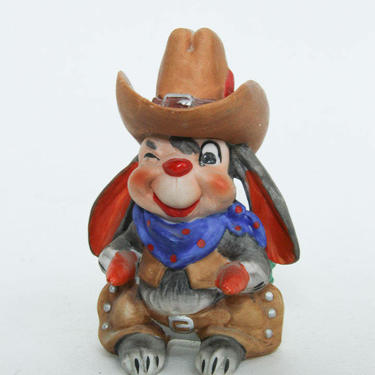 Vintage Kitsch Cowboy Bunny Rabbit Figurine, Western, Southwestern Country 