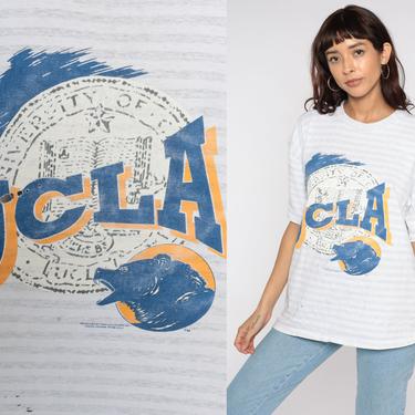 90s UCLA Shirt University California Tshirt Los Angeles College Shirt Graphic T Shirt Retro Tee Vintage 1990s Distressed Large L 