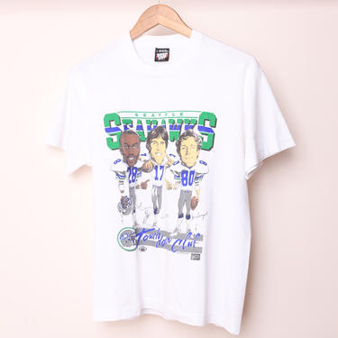 Seattle Seahawks Vintage 80s caricature T Shirt White Unisex Cotton Tee